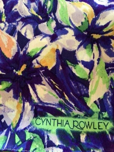 NWOT- CYNTHIA ROWLEY -100% Silk-Blue-Green-Floral-Long-Rectangular-Scarf- NEW - Picture 1 of 10