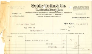 SCHEINKOPFRECHNUNG 1927 - SCHIEFFELIN & CO - GANZE DROGISTEN - LILLYS ILETIN 10CC - Bild 1 von 1