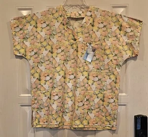 Scrub Top Easter Rabbits Tulips Homemade NEW! Small - Picture 1 of 4