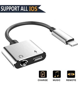 IMBCYL Headphone Adapter for Iphone 7 to 3.5Mm Jack AUX Audio Splitter for Iphon - Zdjęcie 1 z 6