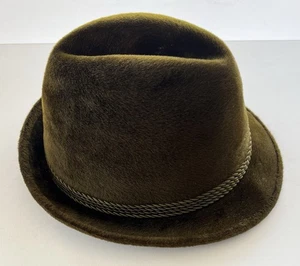 VINTAGE AUSTRIAN FRANZ SCHERZER GREEN BRAIDED VELOUR HAT/ PIN HOLES / SEE PHOTOS - Picture 1 of 14