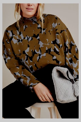 New 99! Anthropologie mock neck jumper black/ khaki /beige plus size UK 18-24 - Image 1 of 4