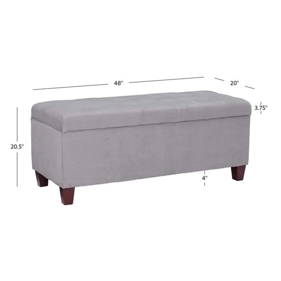 Pemberly Row Transitional Microfiber Shoe Storage Ottoman in Gray - Image 1 of 4