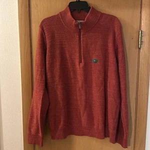 LL Bean Men’s Textured Organic Cotton Quarter Zip Sweater New Orange Size XL - Picture 1 of 8