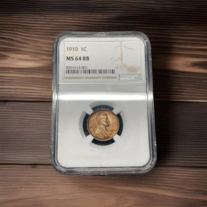 NGC MS64RB 1910 Lincoln Cent Reverse Toned - Picture 1 of 2