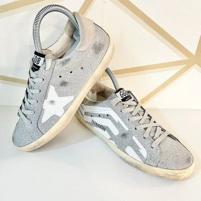 Golden Goose Sz 37, US 7 Superstar Silver Crystal Glitter Star Sneakers EUC - Image 1 of 4