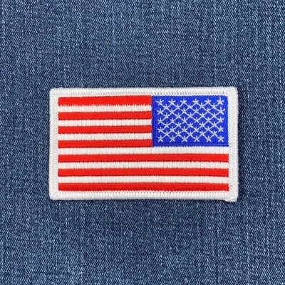 Reverse American Flag Patch - Embroidered Right Shoulder United States USA Badge - Image 1 of 2