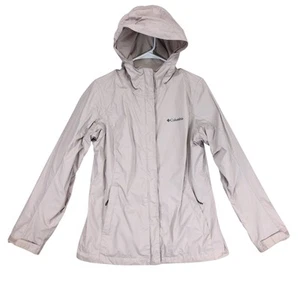 Chaqueta cortavientos Columbia Omni-Tech para mujer M cremallera completa beige con capucha Gorpcore - Imagen 1 de 6