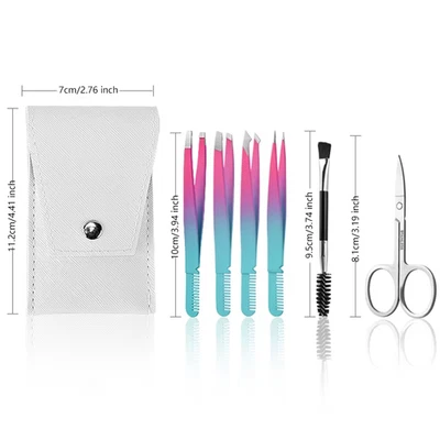 Juego de pinzas para cejas, juego de 6 pinzas para mujer, pinzas de precisión para cejas Foto 1 de 4