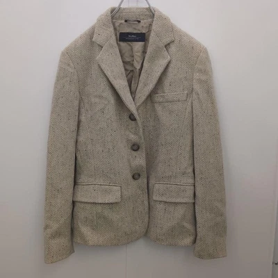 Max Mara Weekend Line Tweed Espiga Chaqueta Blusa Abrigo Mujer 40 Beige  Foto 1 de 4