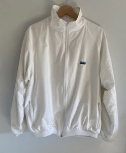 White L Full Zip Lawn Bowls Golf Jacket Windcheater Bomber Vintage ‘KPMG’ Sports - Picture 1 of 19