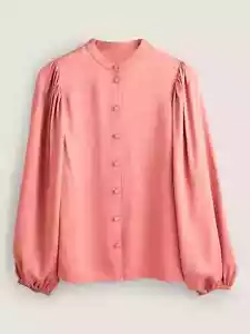 NEU MIT ETIKETT BODEN BLOUSONÄRMEL SATIN SHIRT GRÖSSE 12 DUSTY ROSE PINK - Bild 1 von 6