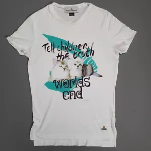 Vivienne Westwood Cat Tshirt White Printed Top Tee Size XS 'Children of Truth' - Picture 1 of 7