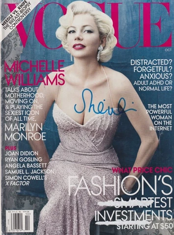 Michelle Williams signed VOGUE magazine Cover