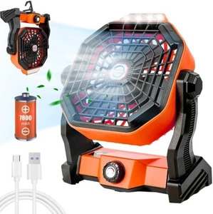 20000mAh Battery Powered Portable Fan USB Rechargeable Camping Tent Fans w/ LED - Picture 1 of 15