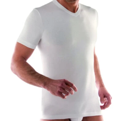 6 T SHIRT MAGLIA UOMO LIABEL MEZZA MANICA SCOLLO A V 100% COTONE 03828/53 INTIMO