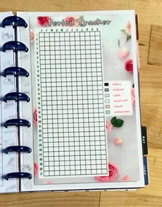 Period Menstrual Cycle Trk Dashboard Insert for use with the MINI Happy Planner - Picture 1 of 4
