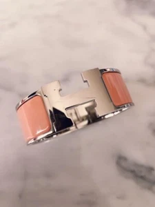 HERMES GM Armband H Armreif Click Clack Lachs Rosa Dick 6,5 Zoll mit Etui und Box - Bild 1 von 8