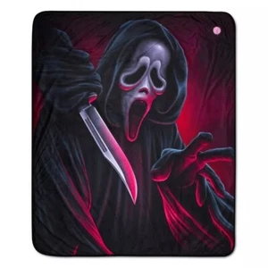 New Officially Licensed Scream Ghost Face Holding Knife Reversible Throw Blanket - Picture 1 of 3