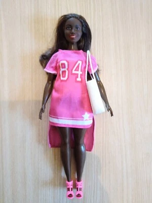 Barbie African American Curvy Fashion Doll in Pink Dress, Bag & Sandals - Image 1 of 2