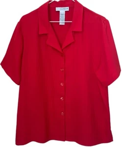 Blusa Sag Harbor Roja Abotonada Semi Transparente Manga Corta Cuello Talla 18 - Imagen 1 de 4