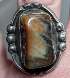 Indigènes Américain Agate Argent Sterling Anneau Taille 12 Lourd Pèse 17.9 + Gr - Photo 1 sur 19