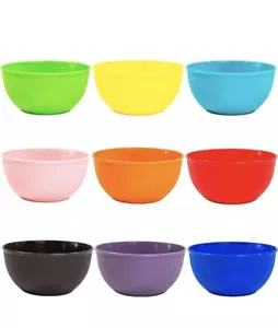 9 Pack 300ml Plastic Bowls Re-usable Kids Plastic Bowls, Toddler Bowls Rainbow - Picture 1 of 6