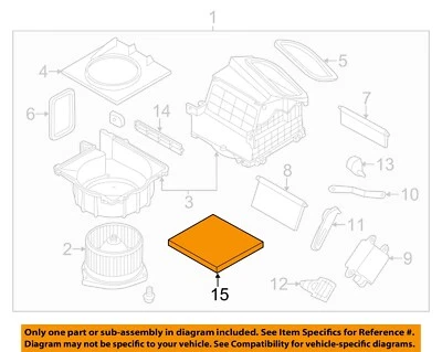 Elemento filtro ventilador motor soplador Nissan OEM 09-23 370Z B72771EA0B Foto 1 de 2