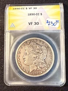 1890 CC MORGAN DOLLAR ANACS VF 30 - Picture 1 of 4