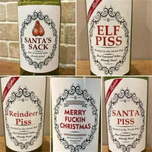 Christmas Funny Novelty Bottle Labels 5pcs Funny Joke Happily Wine Bottle Label - Picture 1 of 9
