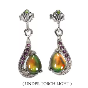 Sommer 925 Silber Ohrringe Schwarz Opal 10x7mm Rhodolith Edelsteine Schmuck - Bild 1 von 9