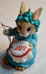 1990 Hallmark Keepsake Stitches Of Joy - Bunny Rabbit Cross-Stitching Ornament - Picture 1 of 15