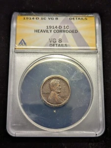 1914-D Wheat Reverse Lincoln Cent 1C ANACS VG8 Details #004 - Picture 1 of 2