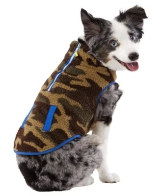New TOP PAW Blue Trim Camo Fleece Dog Jacket - LARGE - Image 1 of 4