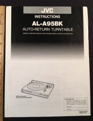 JVC AL-A95BK Turntable Original Owners Manual, multi language - Image 1 of 4
