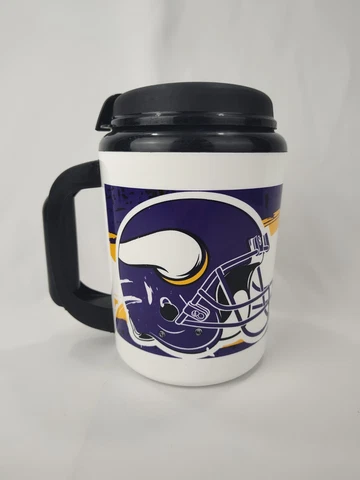 Vintage Minnesota Vikings Big Insulated Travel Mug Cup NFL Football Thermo USA Cover