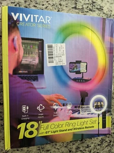 Vivitar 18 LED RGB Ringlicht Stativ Handyhalter USB Ladeanschlüsse ohne Fernbedienung - Bild 1 von 8