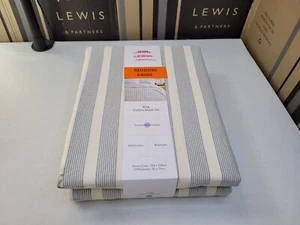 John Lewis Hayes King Duvet Cover Set, Blue/Cream - Picture 1 of 7