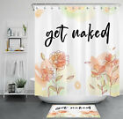 Modern Art Flower Shower Curtain Watercolor Funny Word Bathroom Accessories Set