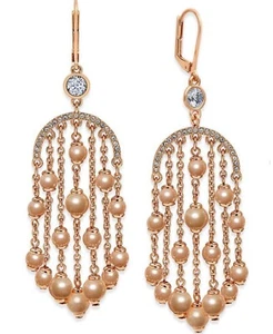 KATE SPADE Pearls of Wisdom Rose Gold Plated Faux Pearls Chandelier Earrings - Picture 1 of 10