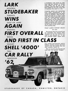 1962 Studebaker Lark Original Canadian Shell 400 Rally Racing Ad  - Picture 1 of 1