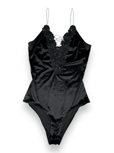 Topshop Velvet Beaded Sequin Lace Bodysuit - Size Uk 8 - Picture 1 of 5