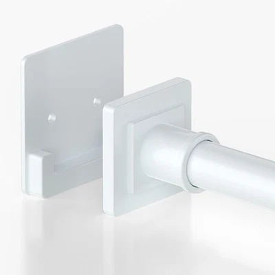 White Shower Curtain Rod 31-79 inches with Holders Stainless Steel Shower Rod... - Image 1 of 4