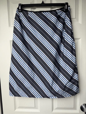 Liz Claiborne 及膝裙蓝色白色条纹女式 10 码 Y2K 办公室 — 第 1/4 张图片