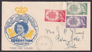 AFD6546M) Australia 1953 Coronation set on Unknown FDC. Addressed. GPO Perth, WA - Picture 1 of 1