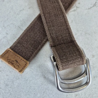 Polo Ralph Lauren Vintage Marrón Lona D-Anillo Cinturón Punta Cuero con Logotipo de Caballo Foto 1 de 4
