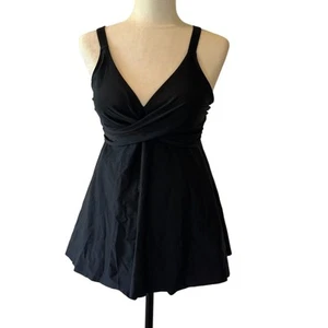 Schwarz Twist-Front Tankini Badekleid Shorts zweiteiliges Set Damen Größe L - Bild 1 von 10