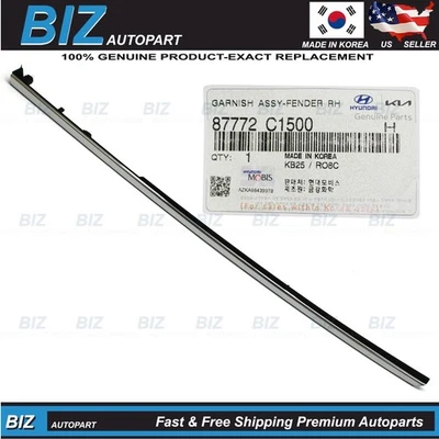 Genuine Front Fender Molding Chrome RIGHT for 2018-19 Hyundai Sonata 87772-C1500 Foto 1 de 4