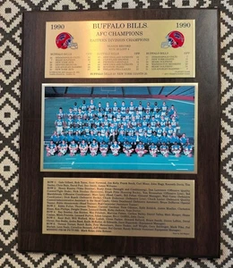 Buffalo Bills 1990 AFC Champions Team Photo Plaque & Playoff Ticket Stub - Picture 1 of 6