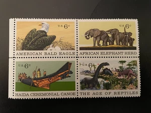 USA Gedenkmarken 1970 Viererblock 6 Cent Briefmarken Naturkunde postfrisch - Bild 1 von 1